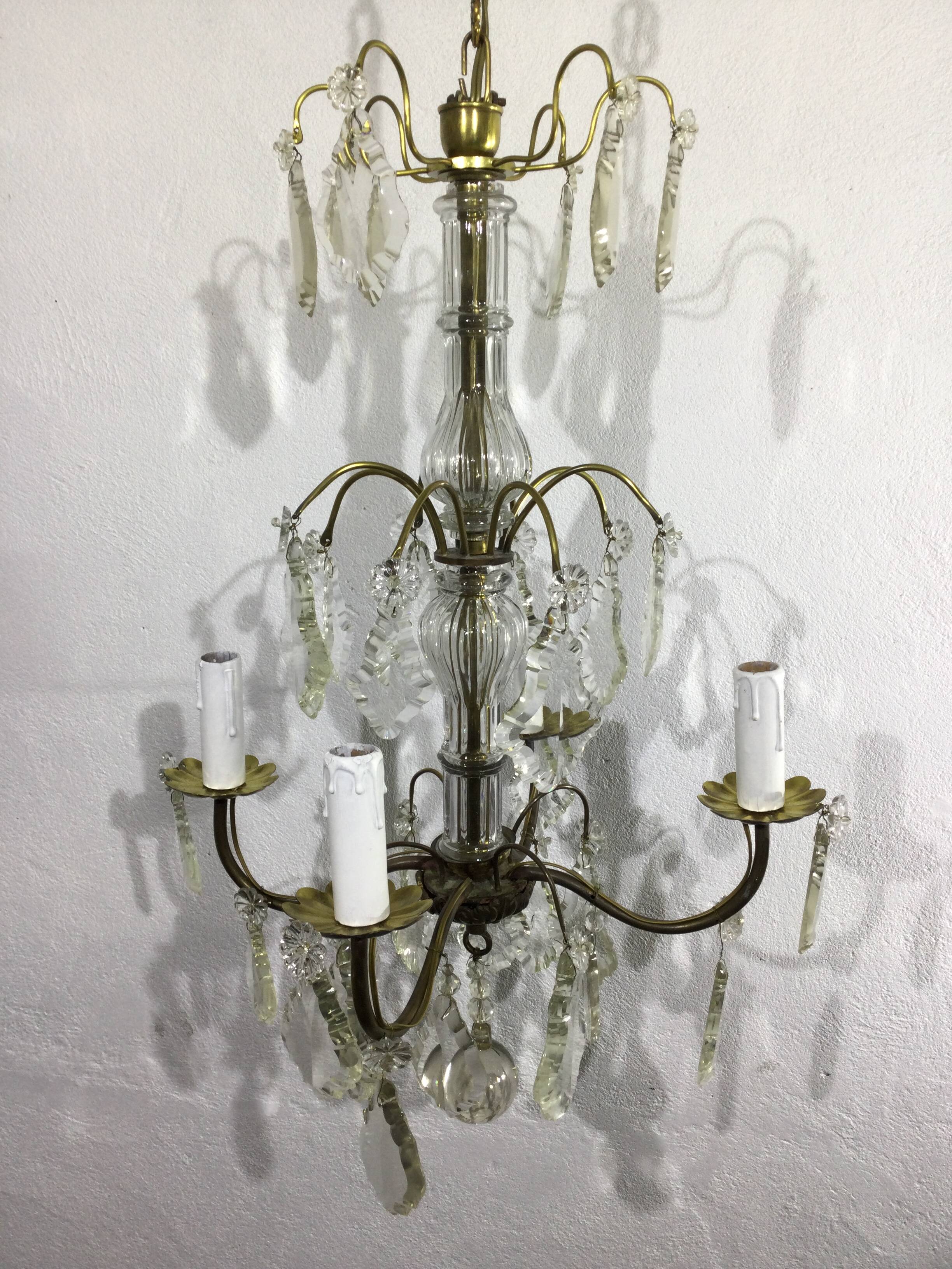 Chandelier 4 lights bronze and tassels