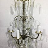 Chandelier 4 lights bronze and tassels