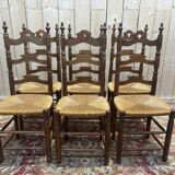 Série de 6 chaises paillées haut dossier