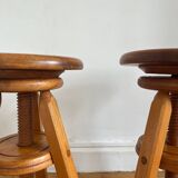 Pair of solid wood screw stools