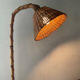 Louis Sognot floor lamp from the 50s in rattan