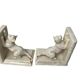 Art Deco, pair of crackled earthenware bookends featuring cats from Louvière around 1930.