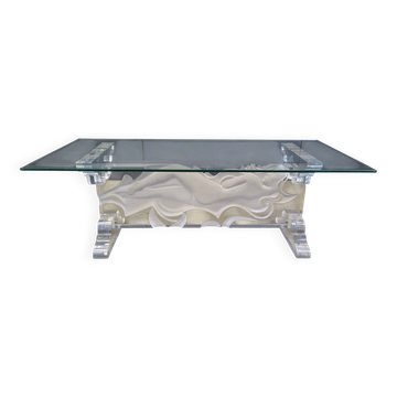 Table basse en acrylique par Fabian Art, années 1980