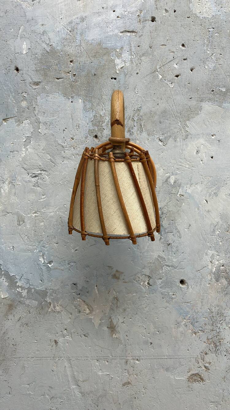Vintage rattan wall lamp 1950