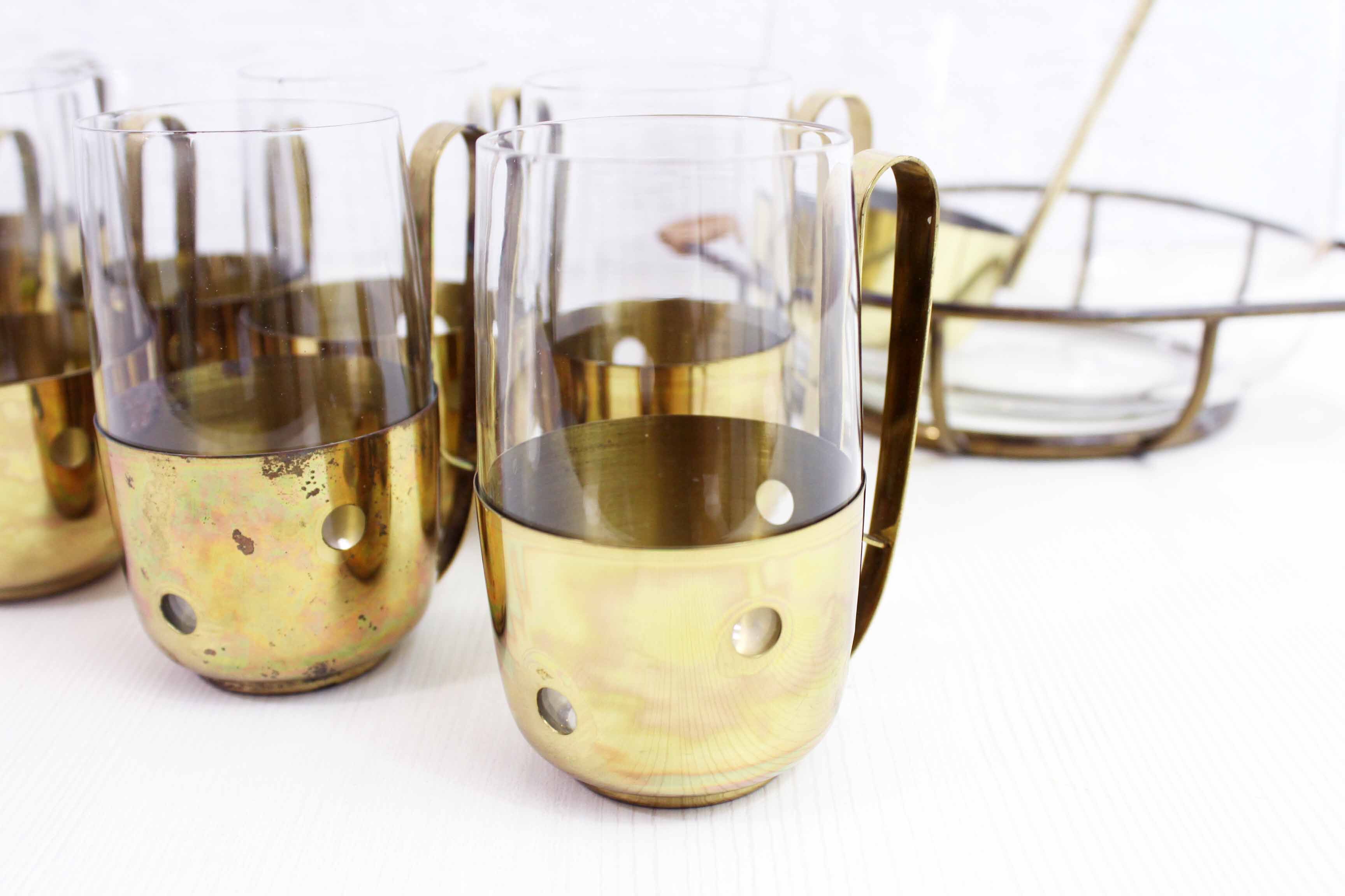 Brass orangeade service and 60s glass