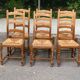 6 solid wood and straw chairs with high farmhouse-style backs