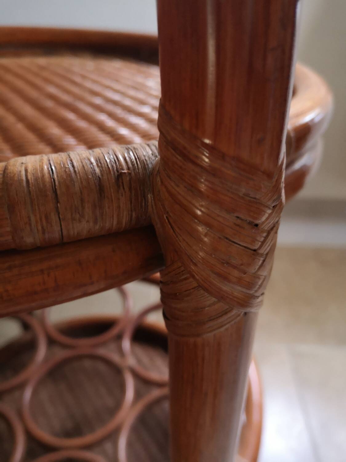 Rattan castor trolley