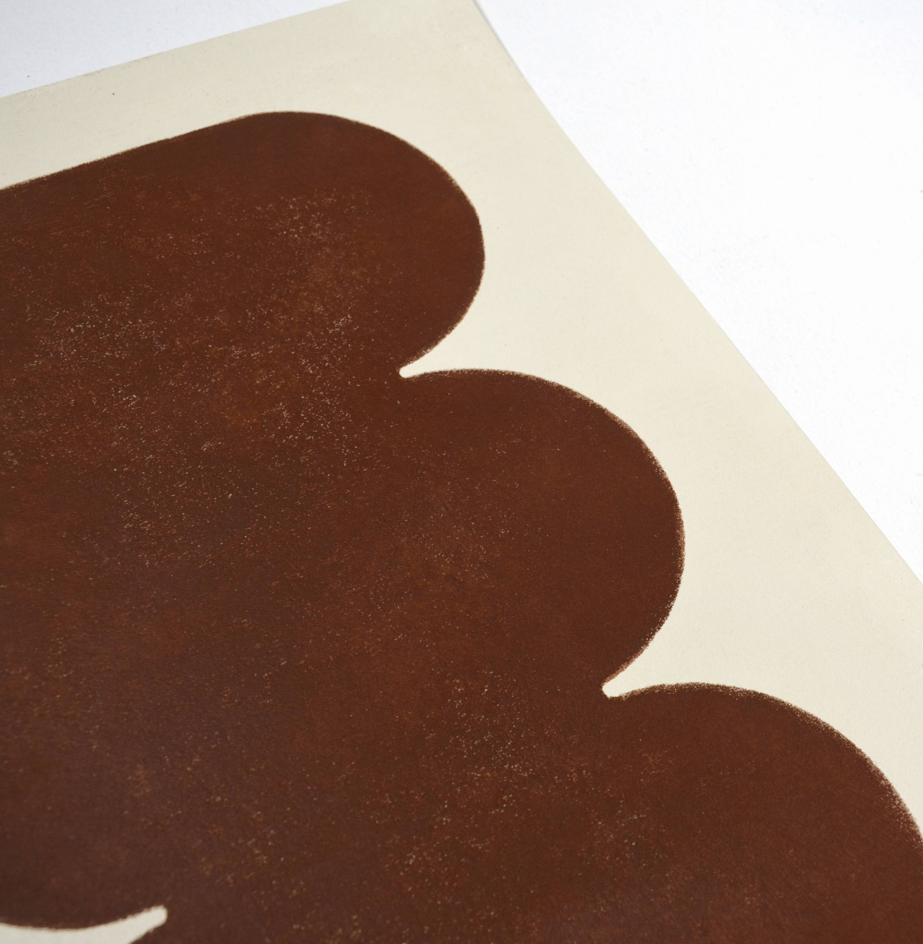 Peinture abstraite marron sur papier signée Eawy