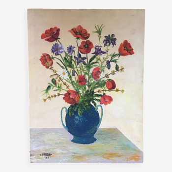 Bouquet of poppies and cornflowers painting