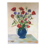 Tableau bouquet de coquelicots et bleuets