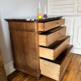 Commode bois et marbre XXème style Louis Philippe