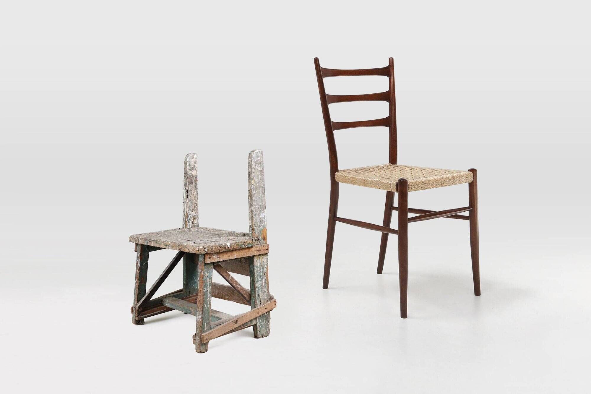 Industrial Rustic Stool with Patina, France, 1900s