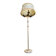 Vintage brass onyx floor lamp with fringed shade.