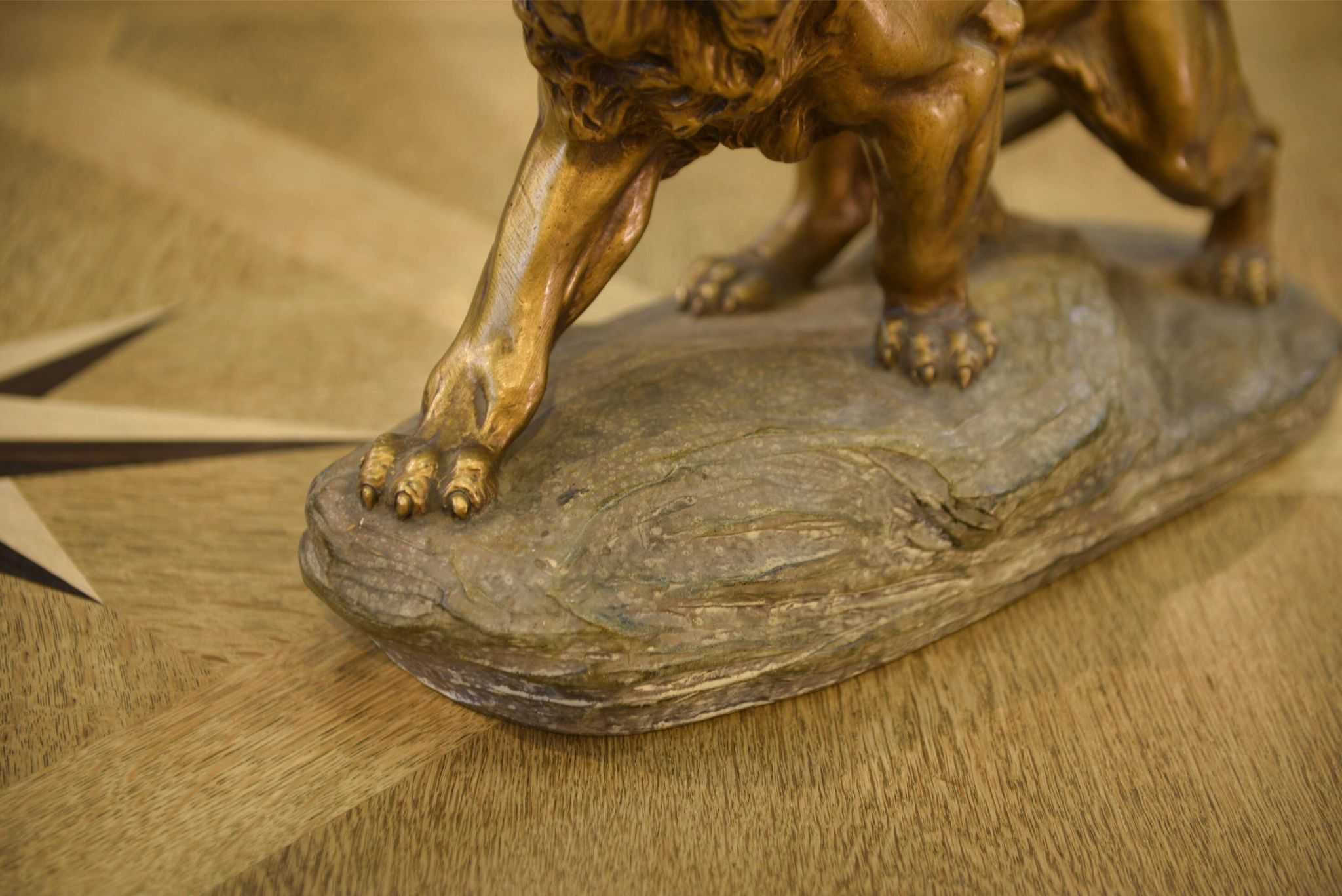 Sculpture of a lion in patinated terracotta by A. Fagotto, 1930s.