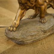 Sculpture of a lion in patinated terracotta by A. Fagotto, 1930s.
