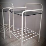 Bedside table metal glass 60s