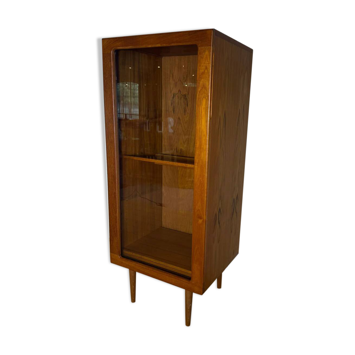Meuble en teck avec porte en verre, Danemark 1960