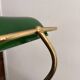 Ancien Lampe Notaire Banquier Bureau Opaline Vert Laiton Doré