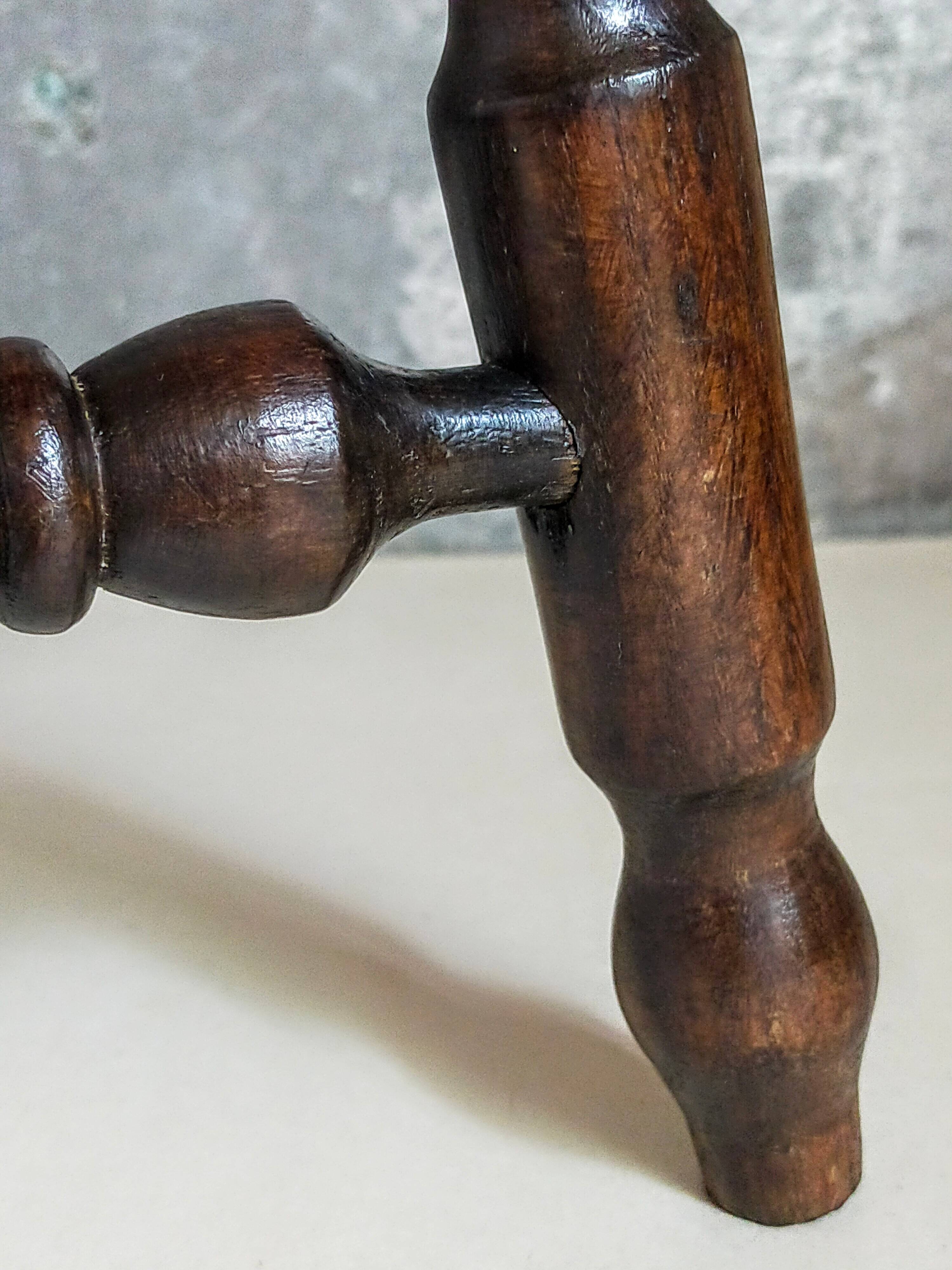 Vintage turned solid wood tripod stool