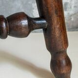 Vintage turned solid wood tripod stool