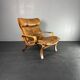 Swedish leather bentwood lounge chair by Jan Bengstsson, 1970s