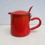 Enamelled sheet metal pot with vintage lid