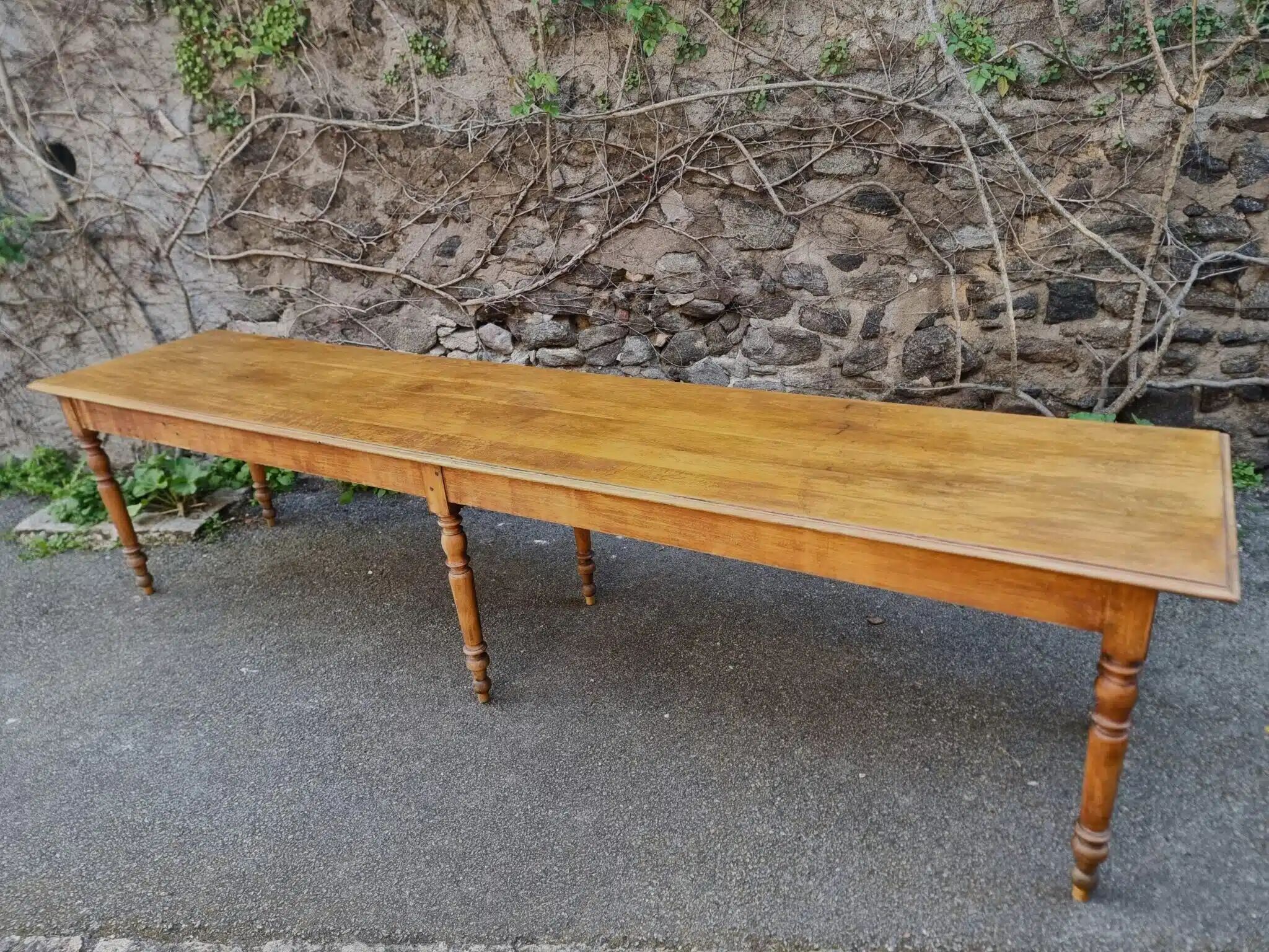 XXL antique French dining table, refectory/farm table, seating up to 14, circa 1880–1900.