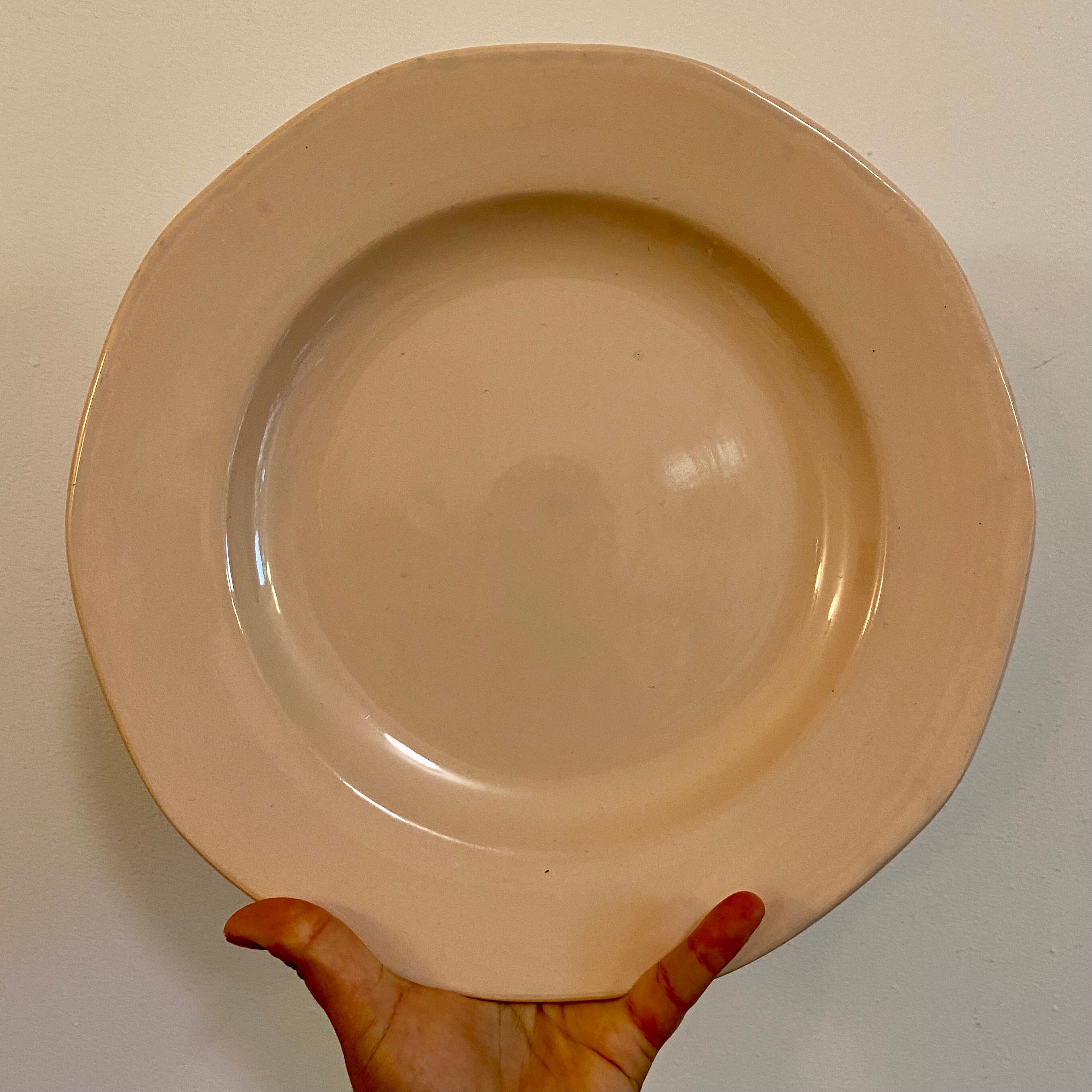 Pink vintage round dish from the digoin manufacture