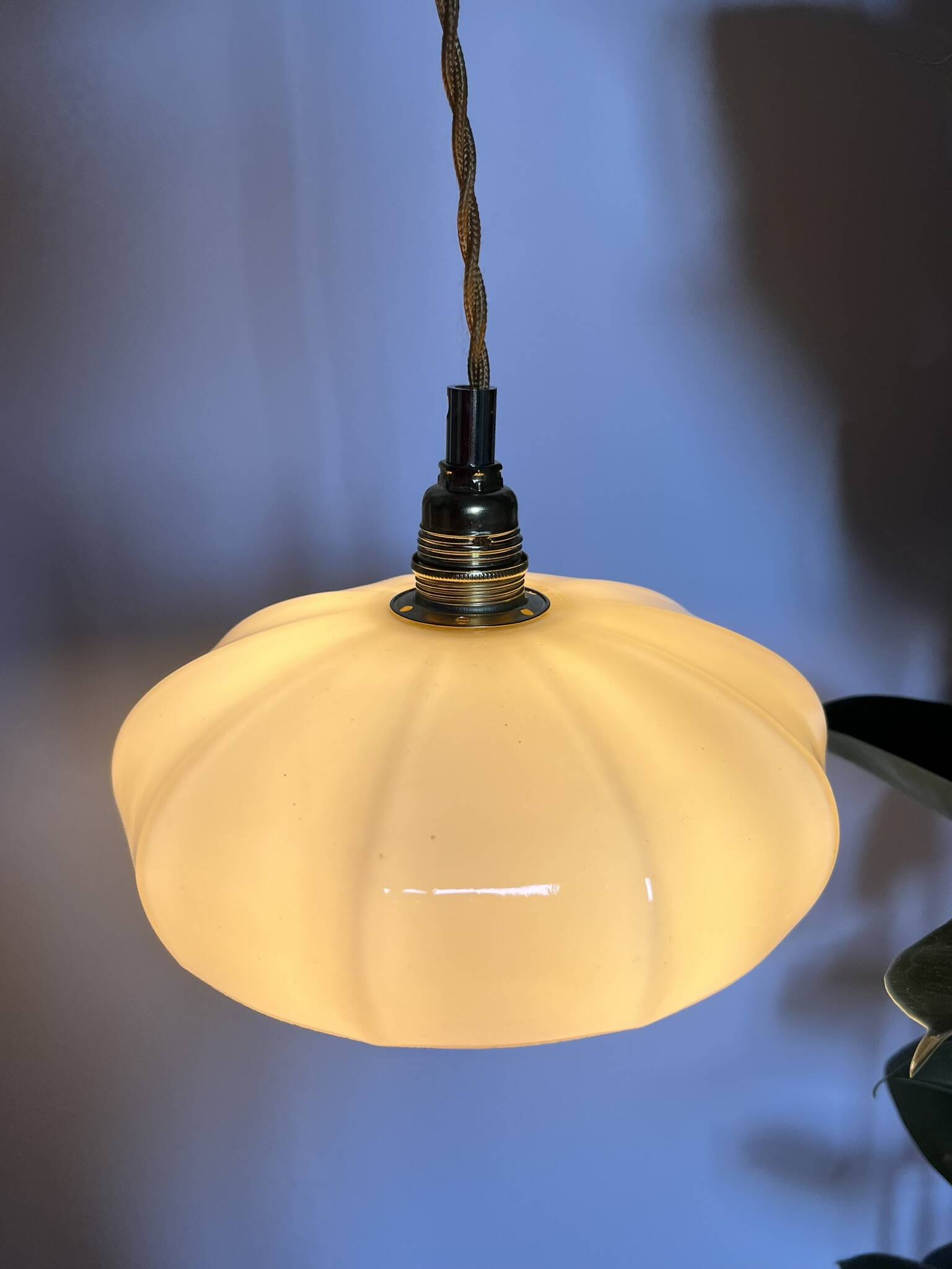 Medium size yellow opaline pendant light