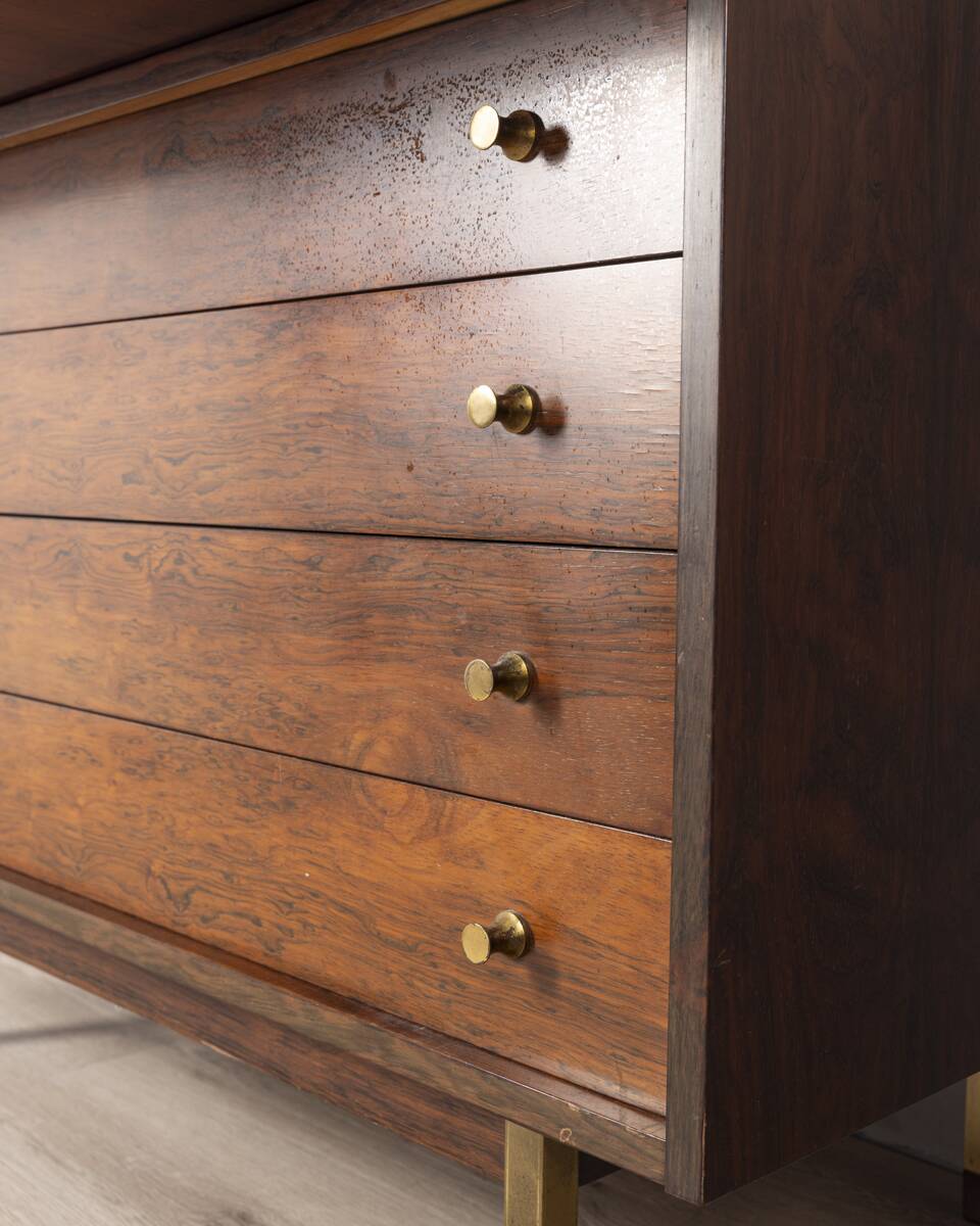 Vintage 1960s wooden secretaire sideboard design G.Frattini for Bernini