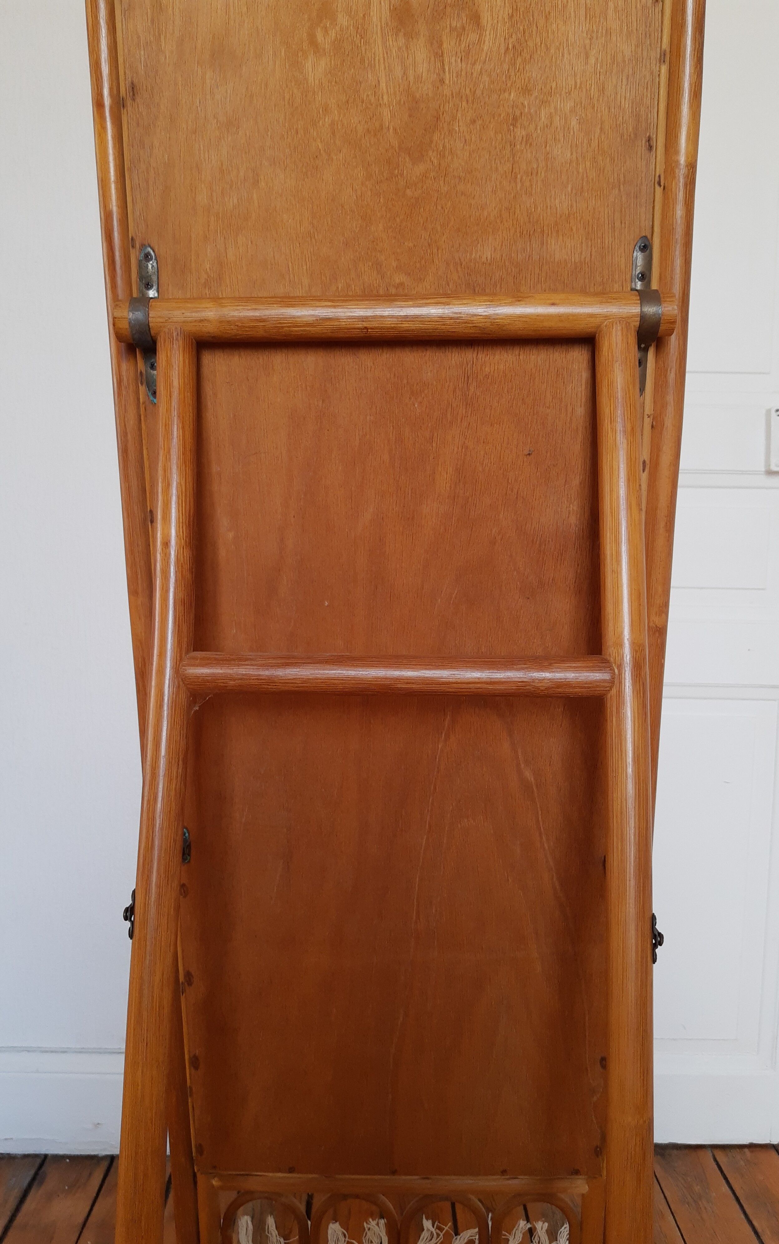 Vintage bamboo psyche mirror 38x150cm