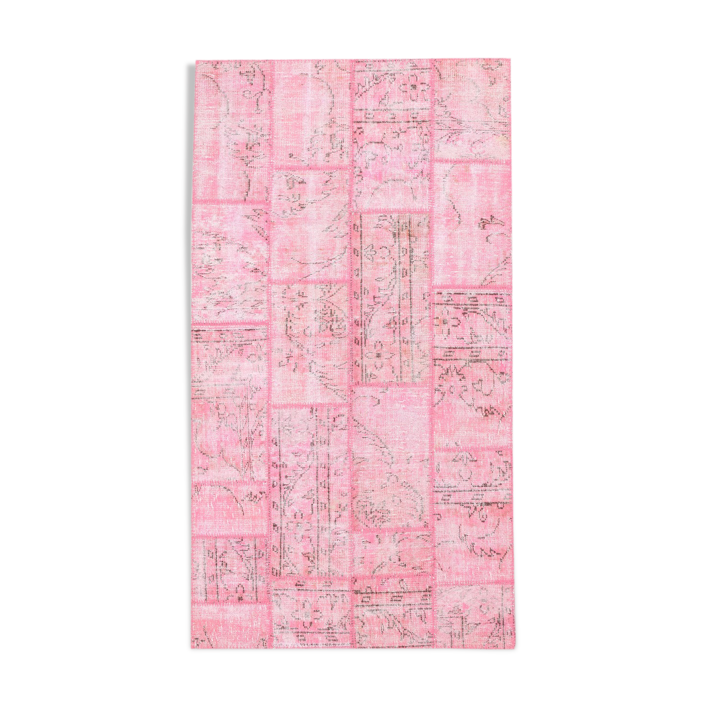 4x7 Soft Pink Vintage Patchwork Rug 225x123Cm