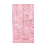 4x7 Soft Pink Vintage Patchwork Rug 225x123Cm