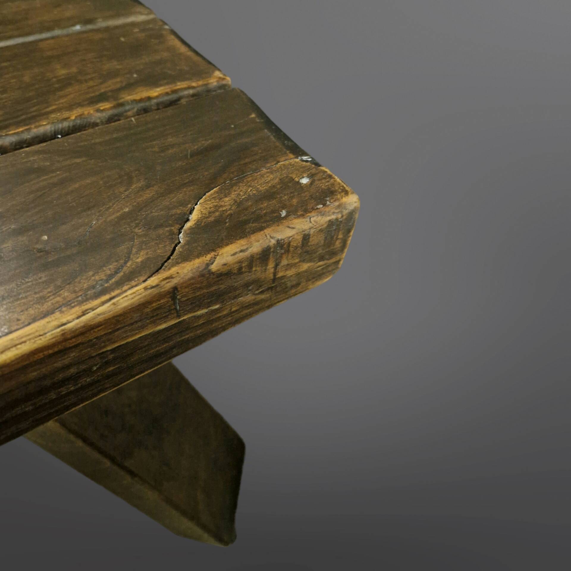 Brutalist slatted solid wood bench, Netherlands 1970s