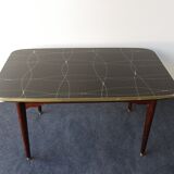 Folding table with black and gold painted glass, 1950