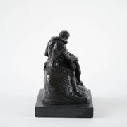 Mother and child art deco figurine signed Rodin, European brown sculptural piece