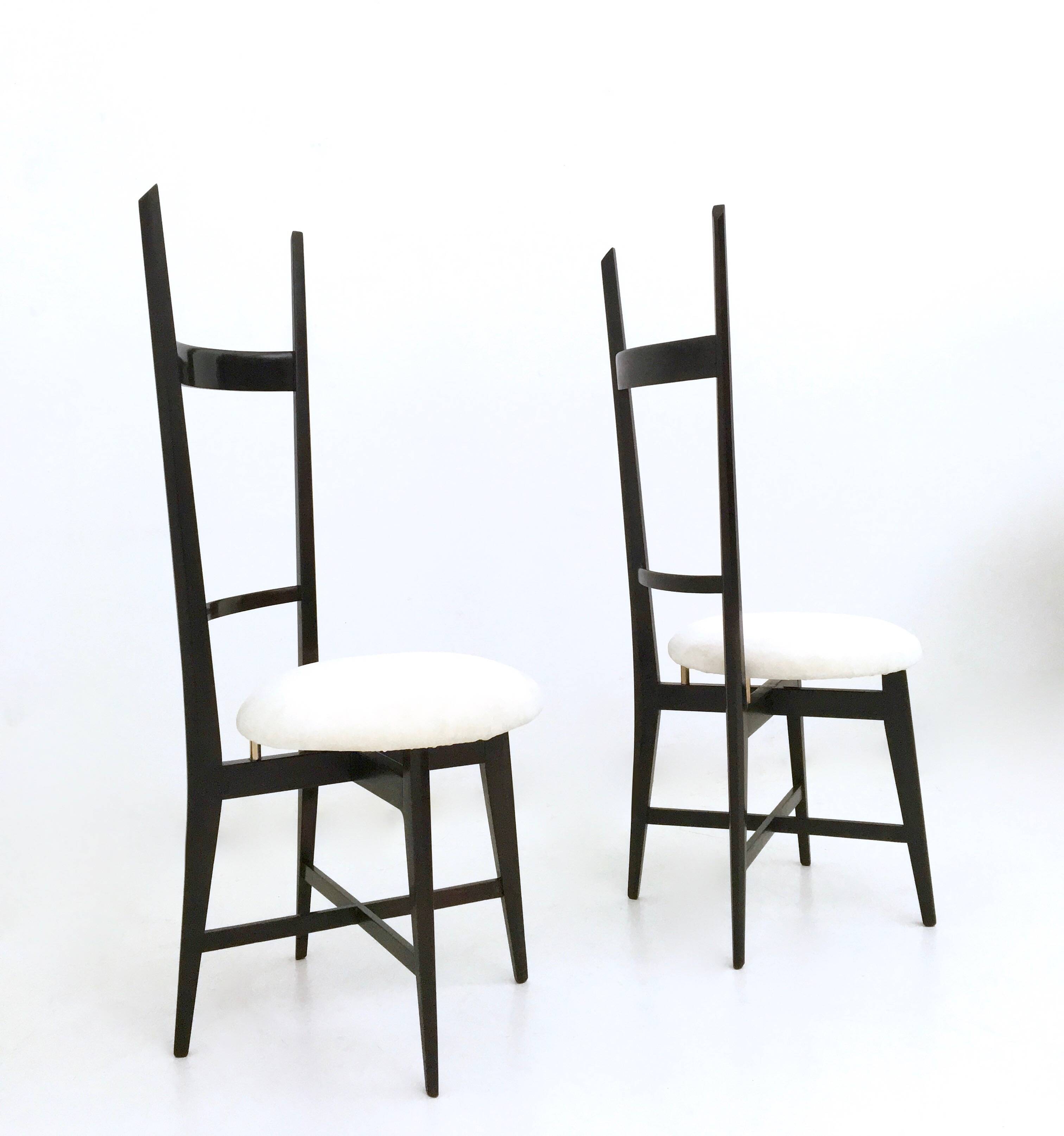 Pair of Black and White Chiavarine Chairs in the Style of Ico Parisi, Italy