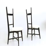 Pair of Black and White Chiavarine Chairs in the Style of Ico Parisi, Italy