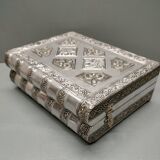 Handcrafted ethnic jewelry box - Hand-pushed silver iron - India - 70's