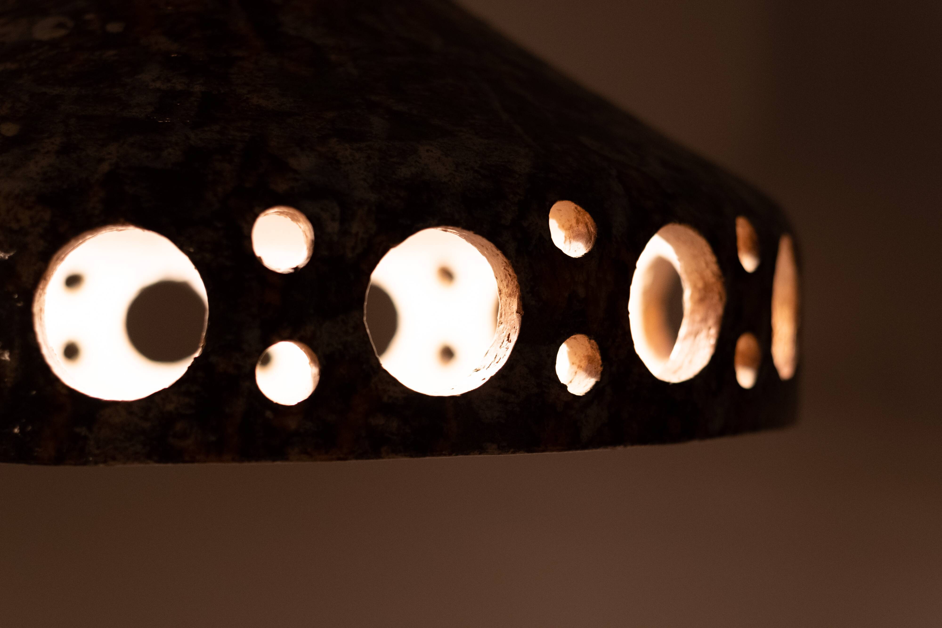 Flower power earth ware chandelier 1960