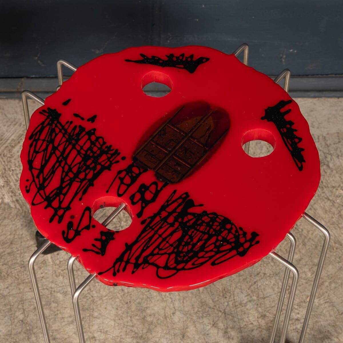 Italian set of 3 'fish design' tables from the triple play series, gaetano