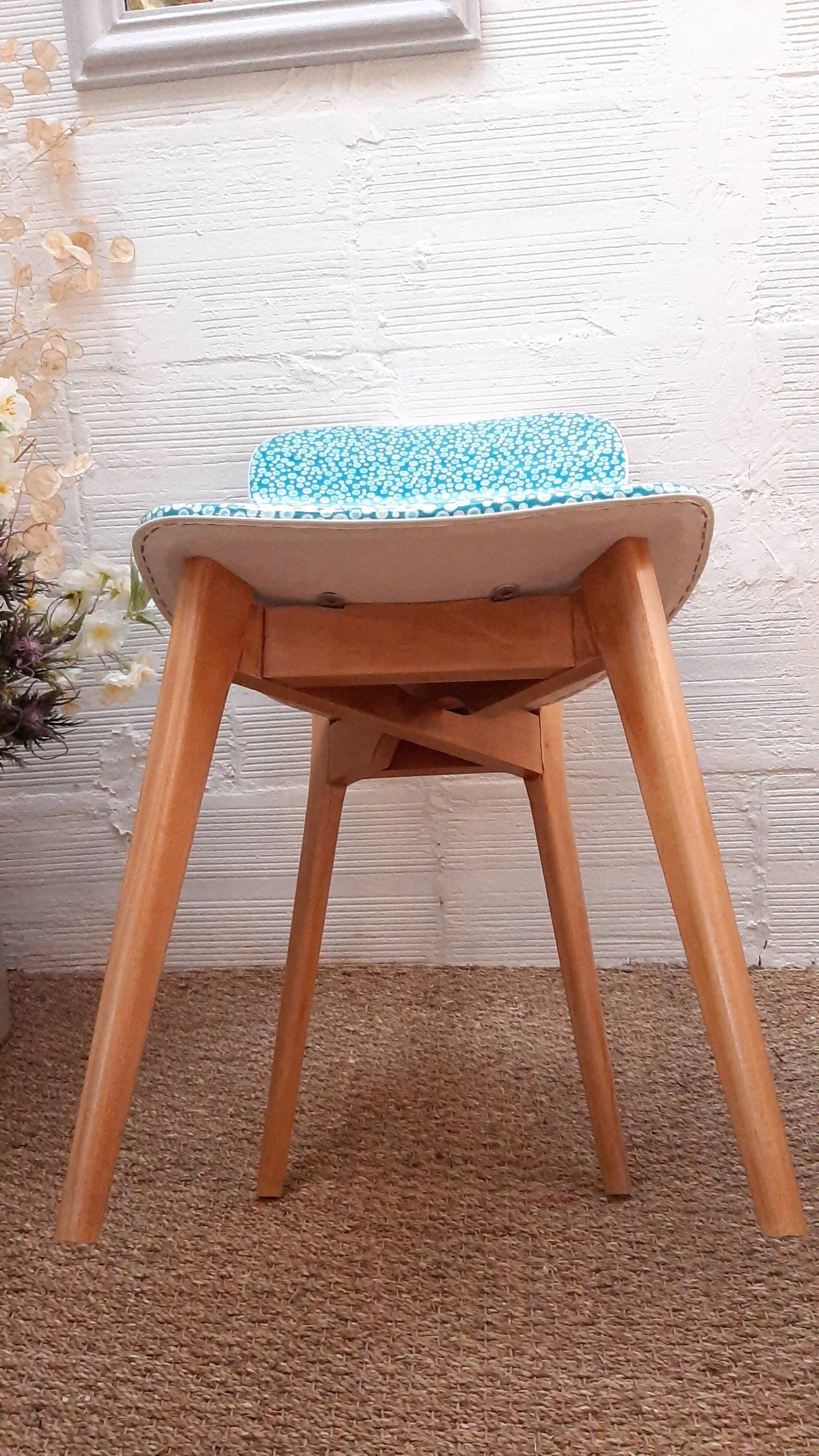 Vintage 1950s bistro chair revisited Petit Pan fabric
