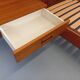 Double bed vintage Scandinavian in teak from the 1960s with integrated bedside tables.