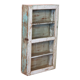 Old wall showcase in original white-blue patina Burmese teak