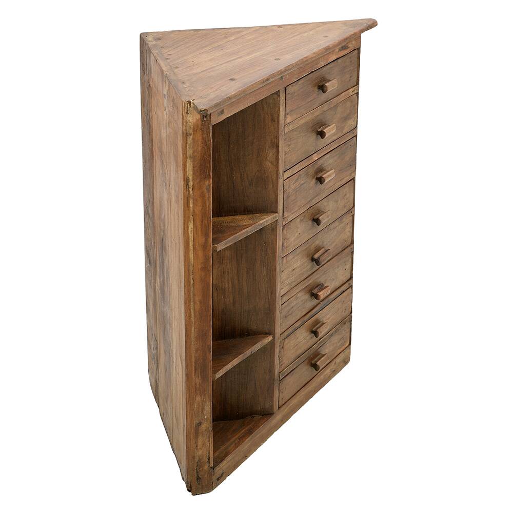 Wooden corner cabinet with 8 drawers