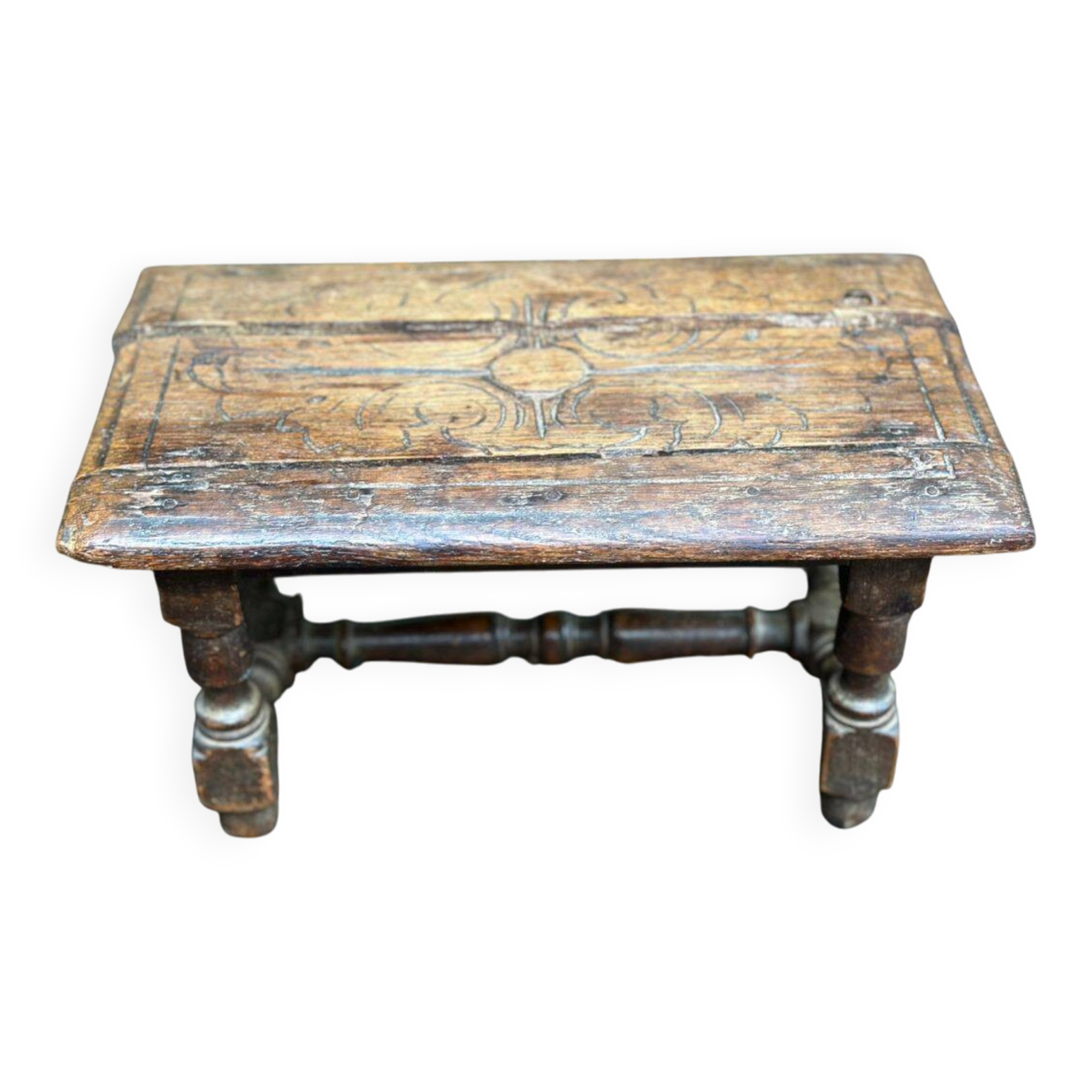 Jacobean stool or High Renaissance in solid oak from the 17th century