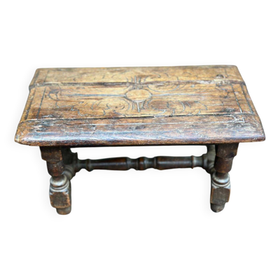 Tabouret Jacobéen ou Haute Époque en chêne massif du XVII ème siècle