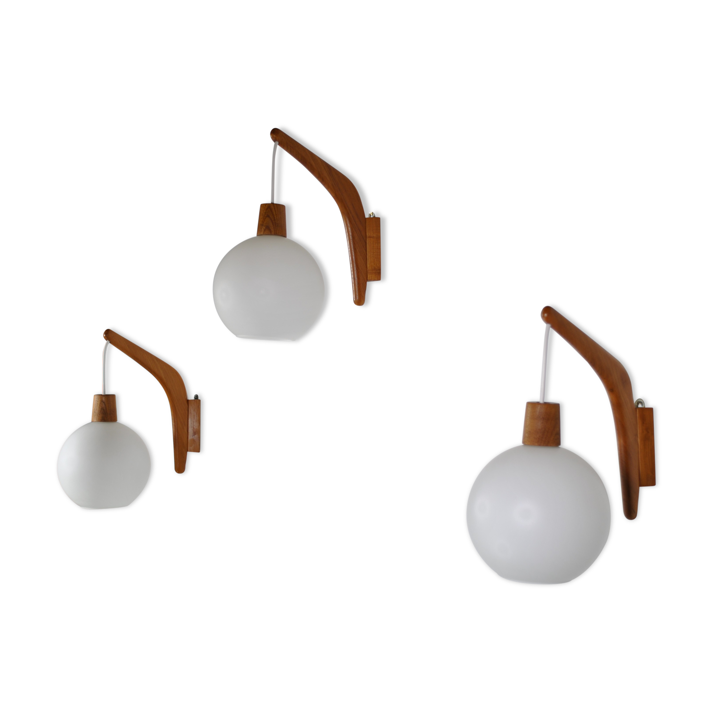 Teak wall lamps Rispal 1960