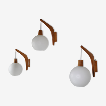 Teak wall lamps Rispal 1960