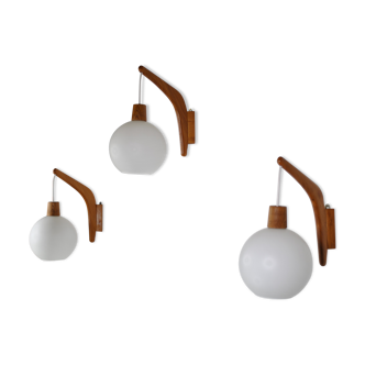 Teak wall lamps Rispal 1960